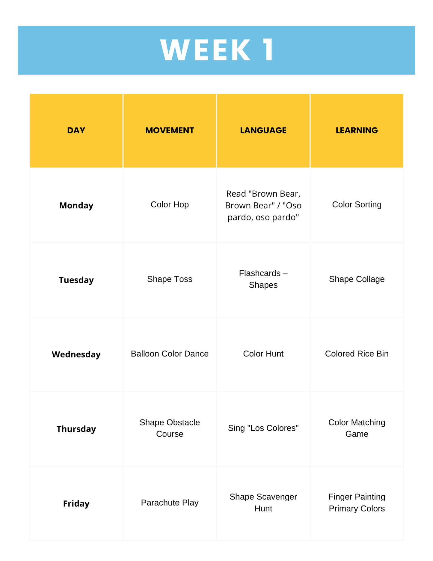August Toddler Lesson Plan