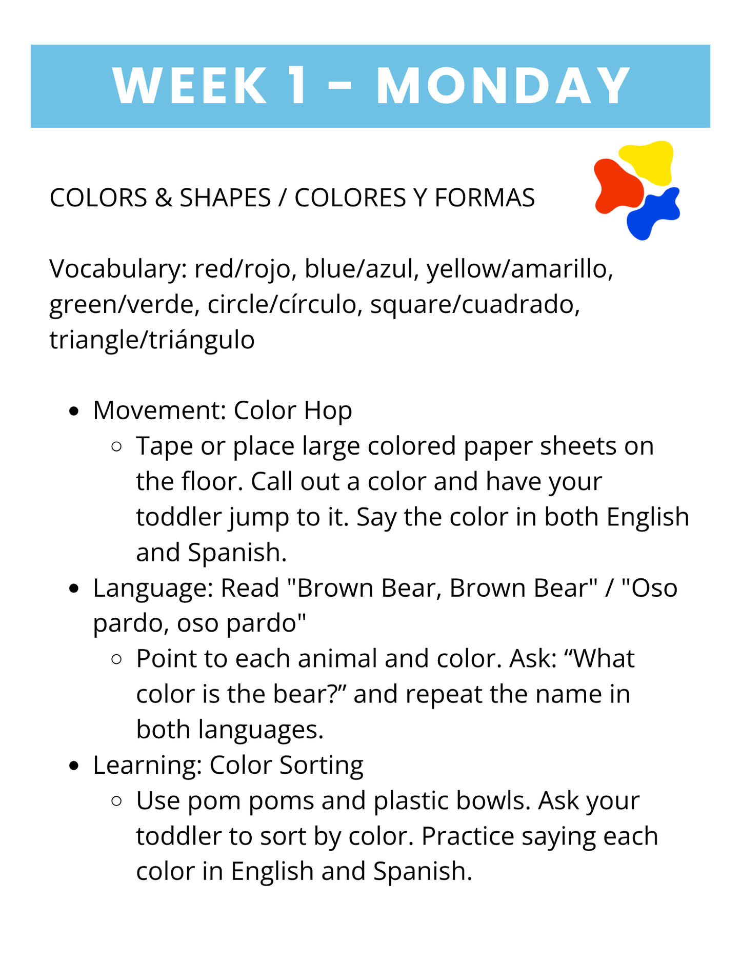 August Toddler Lesson Plan